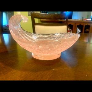 Mid century vintage pink frosted bowl dish